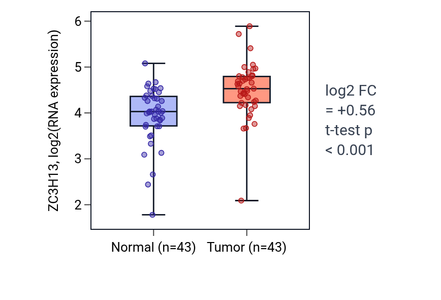 Tumor-vs-normal expression box plot for ZC3H13 in HNSC.