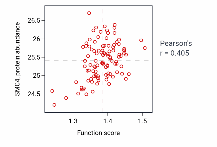 Per-sample scatter of Cytokinesis activity vs SMC4 in LSCC.