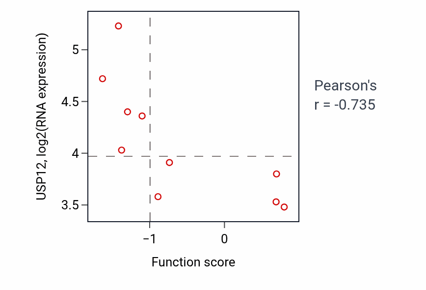 Per-sample scatter of Blood vessel remodeling activity vs USP12 in LUNG_NSCLC_LUSC.