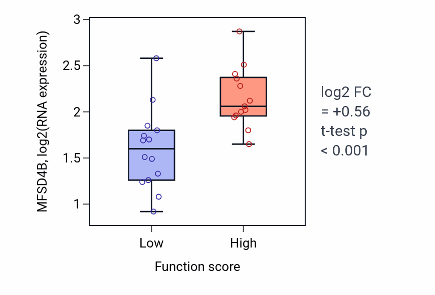 Box plot of MFSD4B in Cap-dependent translational initiation-low vs -high samples in KIDNEY.