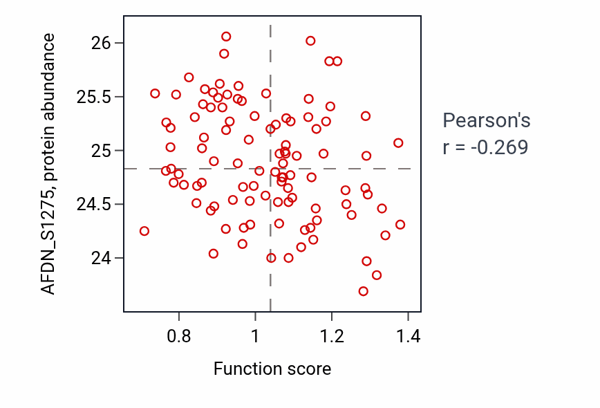 Per-sample scatter of Positive regulation of blood pressure by epinephrine-norepinephrine activity vs AFDN_S1275 in LSCC.