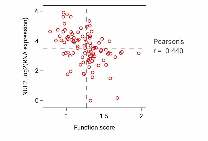 Per-sample scatter of Regulation of striated muscle contraction activity vs NUF2 in UCEC.