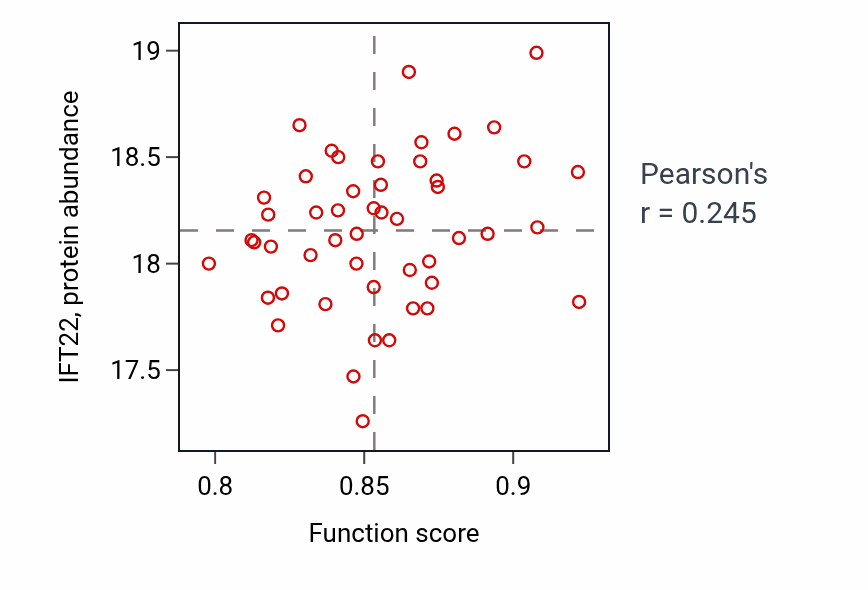 Per-sample scatter of Establishment of tissue polarity activity vs IFT22 in COAD.