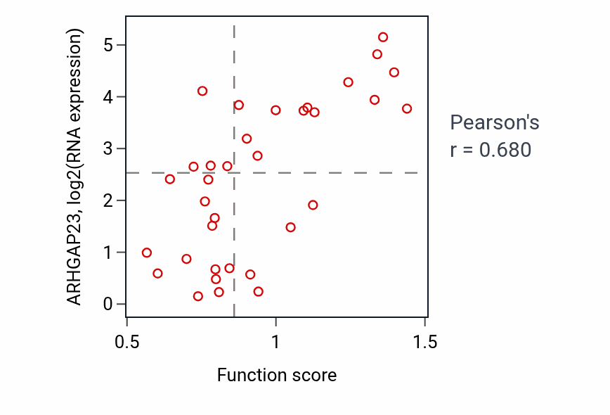 Per-sample scatter of Gastrulation activity vs ARHGAP23 in SKIN.