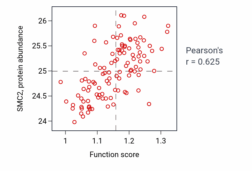Per-sample scatter of Meiotic chromosome condensation activity vs SMC2 in LUAD.