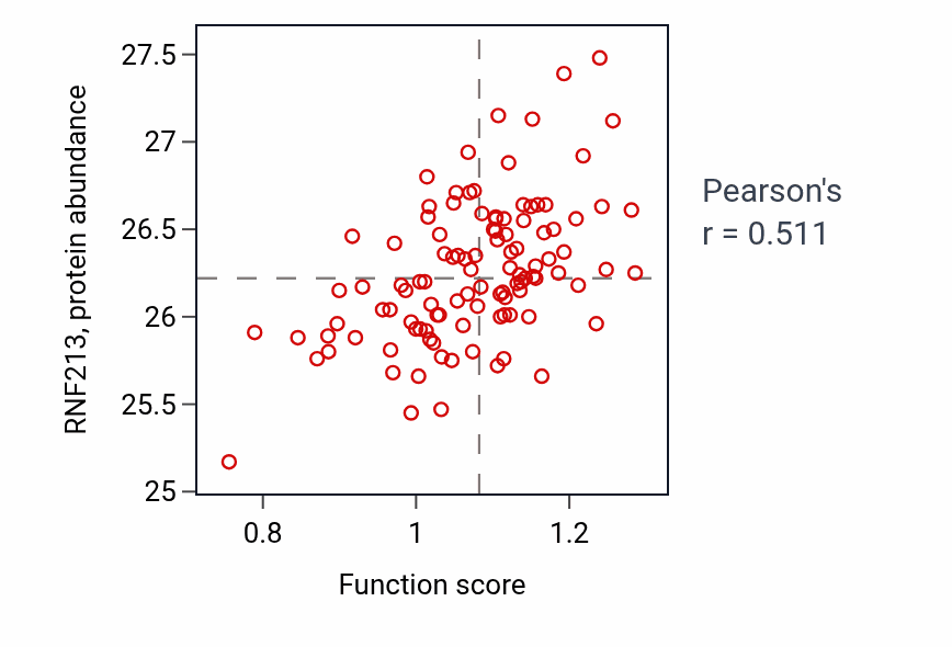 Per-sample scatter of Regulation of calcium ion transport into cytosol activity vs RNF213 in LSCC.
