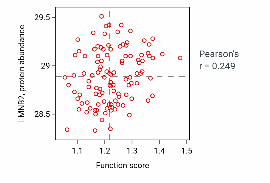 Per-sample scatter of Regulation of cardiac muscle adaptation activity vs LMNB2 in LUAD.