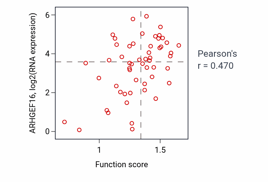 Per-sample scatter of Epithelial structure maintenance activity vs ARHGEF16 in LUNG_NSCLC_LUAD.