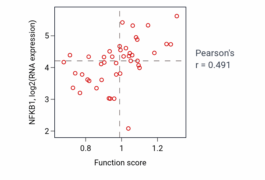Per-sample scatter of Positive regulation of macrophage derived foam cell differentiation activity vs NFKB1 in UPPER_AERODIGESTIVE_TRACT.
