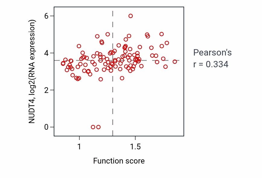 Per-sample scatter of Diadenosine polyphosphate metabolic process activity vs NUDT4 in HNSC.