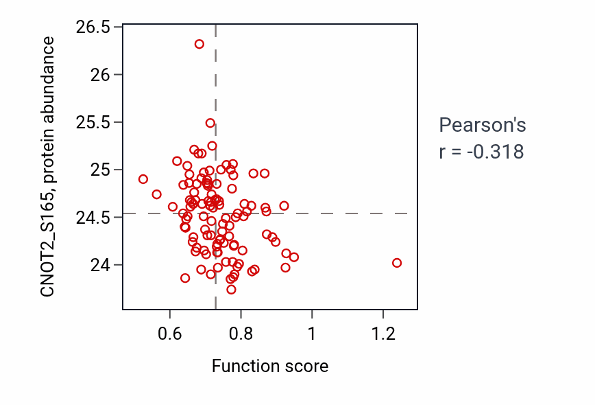Per-sample scatter of Epoxygenase P450 pathway activity vs CNOT2_S165 in LSCC.
