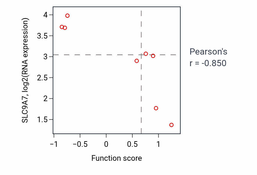 Per-sample scatter of Neural tube patterning activity vs SLC9A7 in CNS.