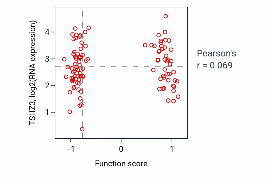 Per-sample scatter of Cranial nerve morphogenesis activity vs TSHZ3 in HNSC.
