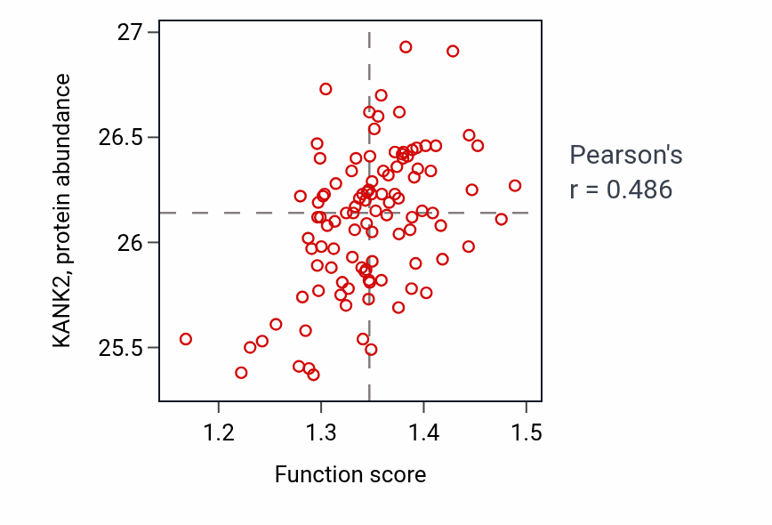Per-sample scatter of Negative regulation of actin filament polymerization activity vs KANK2 in PDAC.