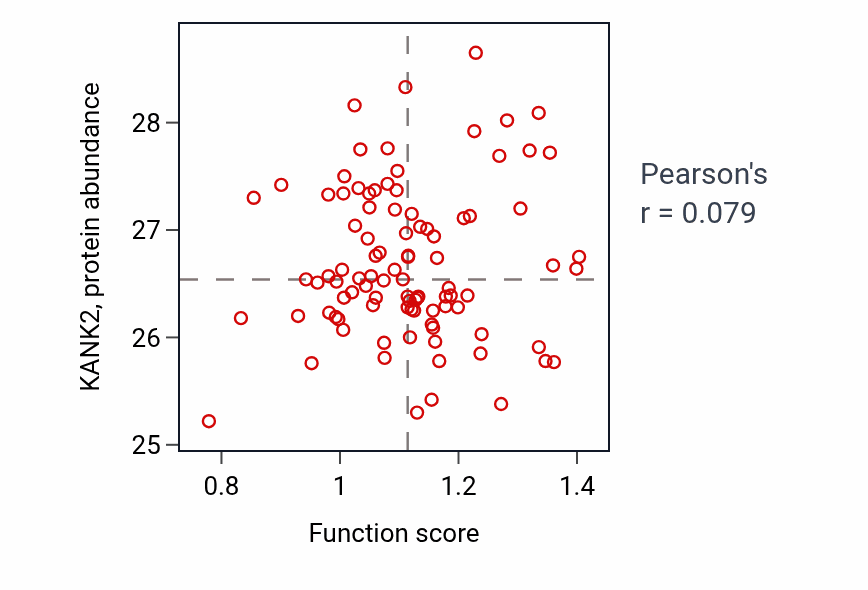 Per-sample scatter of Exocrine pancreas development activity vs KANK2 in UCEC.