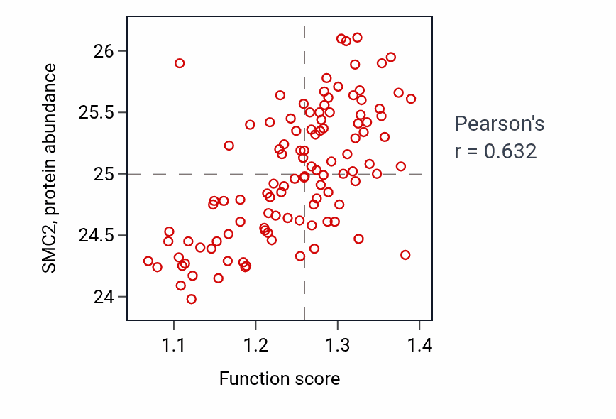 Per-sample scatter of Anaphase-promoting complex-dependent catabolic process activity vs SMC2 in LUAD.