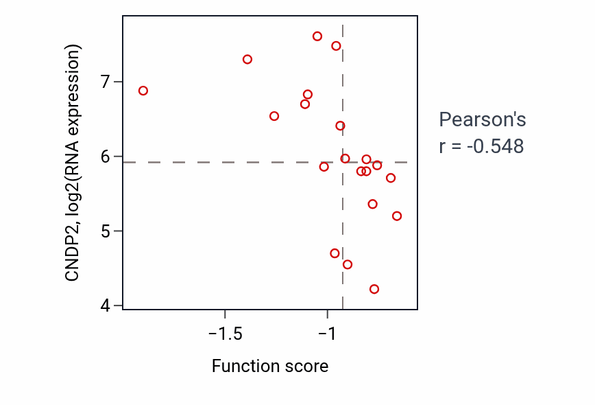 Per-sample scatter of Subtelomeric heterochromatin formation activity vs CNDP2 in UPPER_AERODIGESTIVE_TRACT.