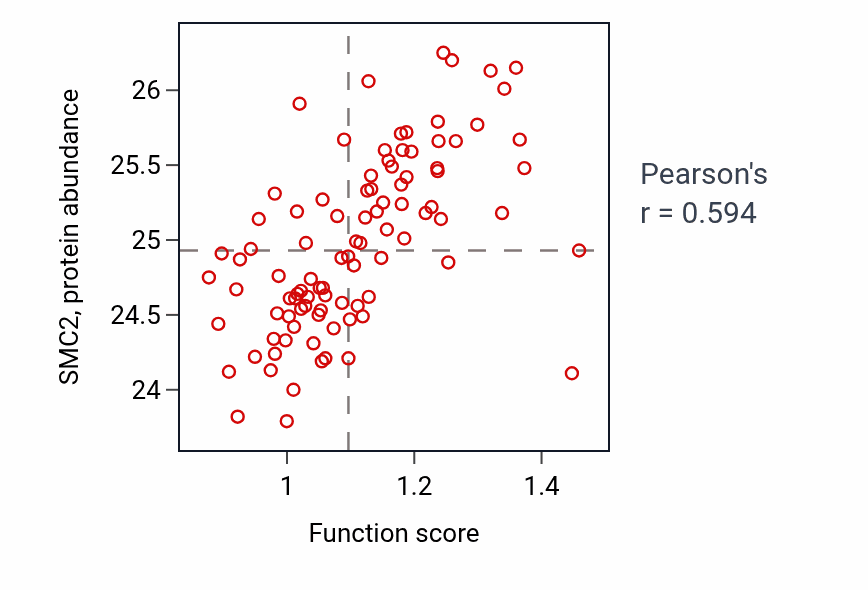 Per-sample scatter of Maintenance of sister chromatid cohesion activity vs SMC2 in UCEC.