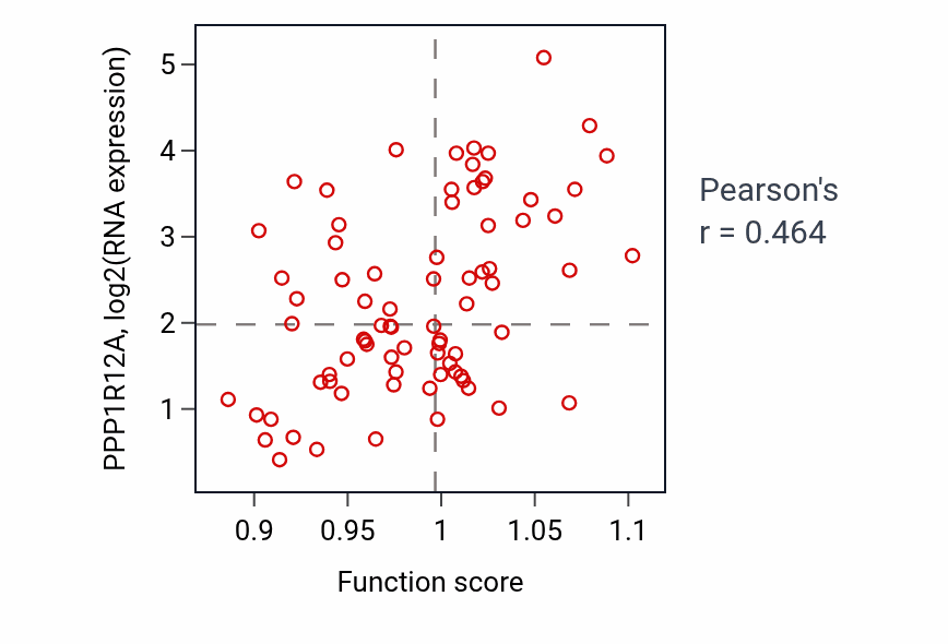 Per-sample scatter of Maintenance of lens transparency activity vs PPP1R12A in UVM.