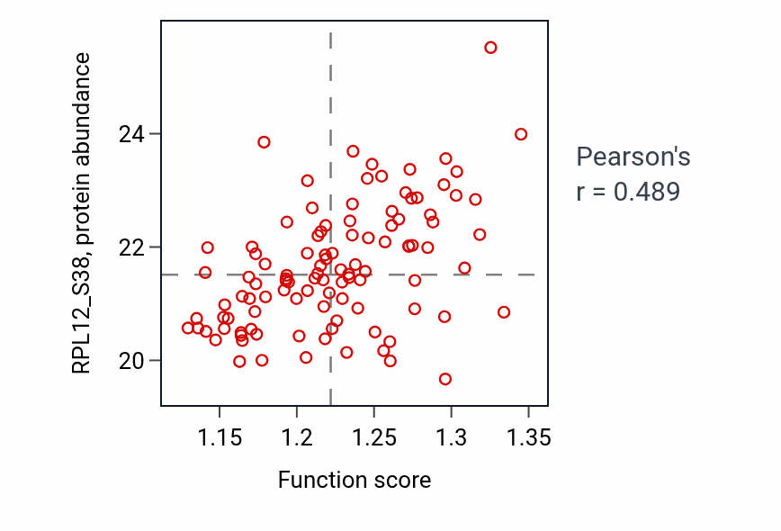 Per-sample scatter of Establishment of mitotic spindle localization activity vs RPL12_S38 in LUAD.