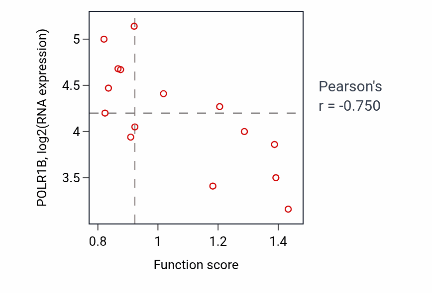 Per-sample scatter of Odontogenesis activity vs POLR1B in BONE.