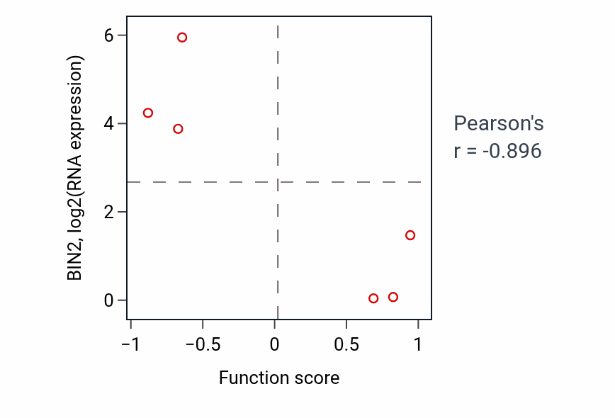 Per-sample scatter of Amino acid salvage activity vs BIN2 in BLOOD_Lymphoma.