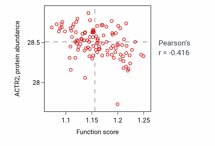 Per-sample scatter of Regulation of cellular respiration activity vs ACTR2 in LSCC.