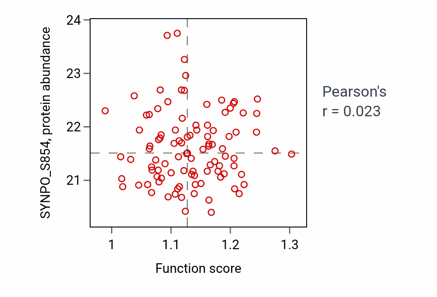 Per-sample scatter of Muscle adaptation activity vs SYNPO_S854 in CCRCC.