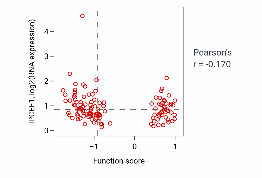 Per-sample scatter of Protein localization to cytoskeleton activity vs IPCEF1 in BRCA.