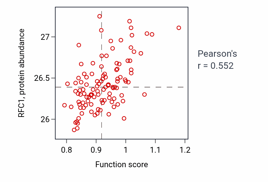 Per-sample scatter of Meiotic chromosome segregation activity vs RFC1 in LUAD.