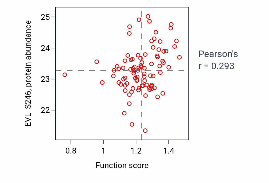 Per-sample scatter of Regulation of pinocytosis activity vs EVL_S246 in UCEC.