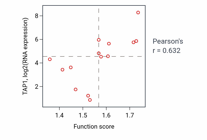 Per-sample scatter of Protein homotetramerization activity vs TAP1 in LIVER.