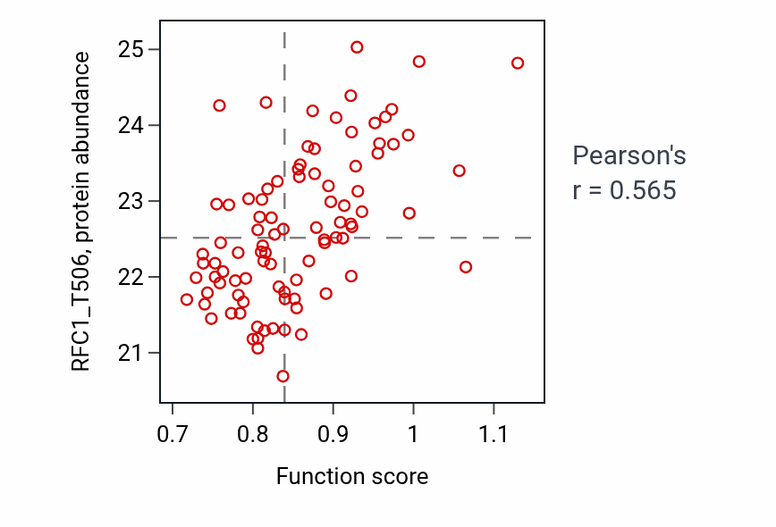 Per-sample scatter of Mitotic sister chromatid separation activity vs RFC1_T506 in LUAD.