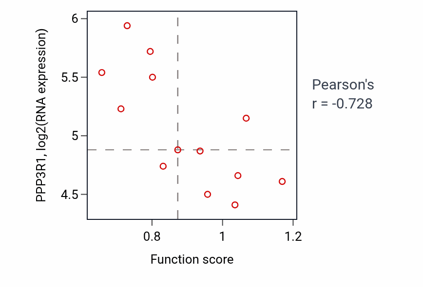Per-sample scatter of Copper ion homeostasis activity vs PPP3R1 in LUNG_NSCLC_LUSC.