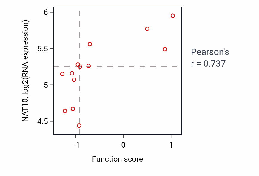 Per-sample scatter of Positive regulation of cardiac muscle cell proliferation activity vs NAT10 in LUNG_NSCLC_LUSC.