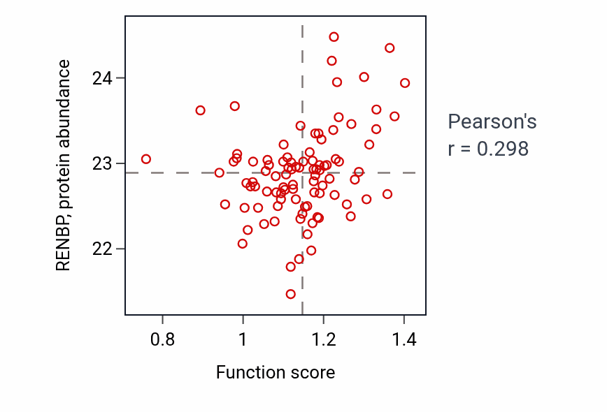 Per-sample scatter of Regulation of response to type II interferon activity vs RENBP in UCEC.