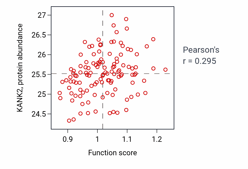 Per-sample scatter of Epithelial tube branching involved in lung morphogenesis activity vs KANK2 in BRCA.