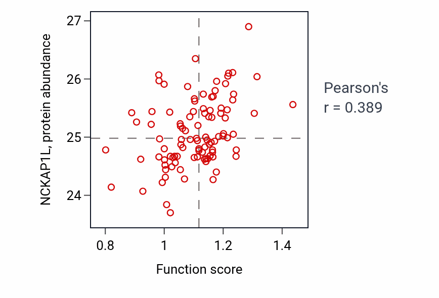 Per-sample scatter of Regulation of phospholipid catabolic process activity vs NCKAP1L in GBM.
