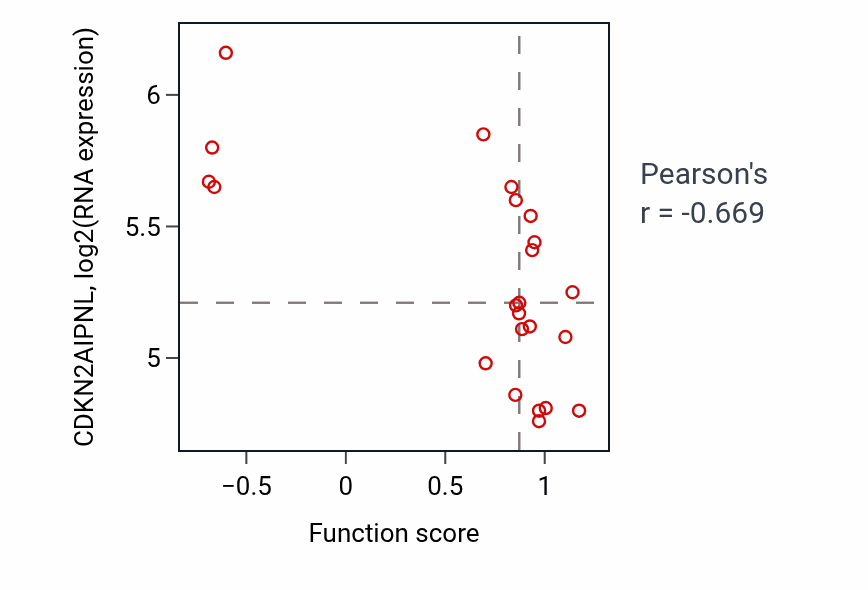 Per-sample scatter of Cranial ganglion development activity vs CDKN2AIPNL in SKIN.