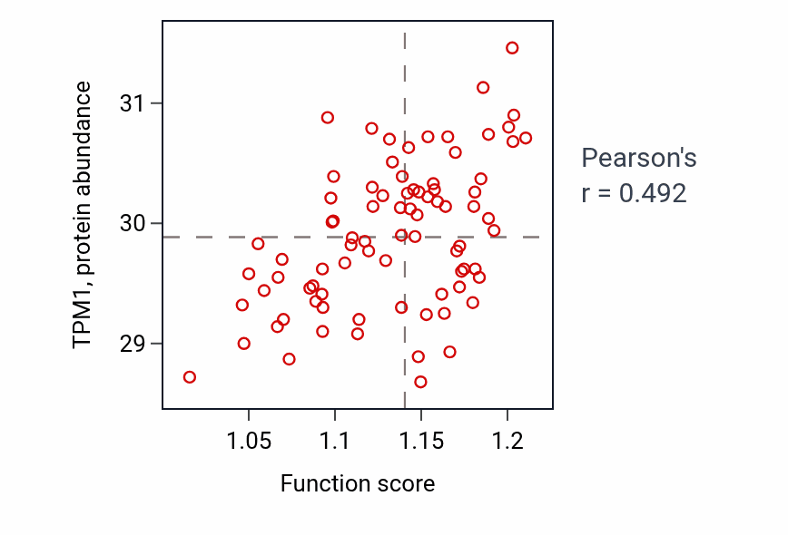 Per-sample scatter of Actin filament bundle organization activity vs TPM1 in OV.