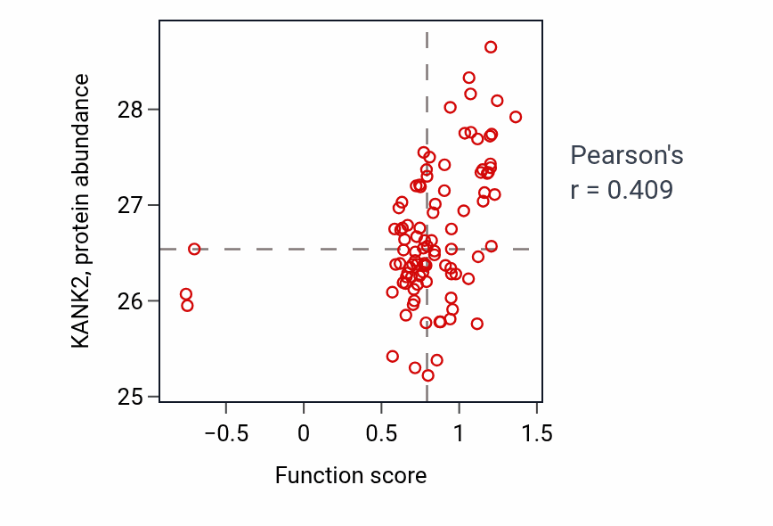 Per-sample scatter of Articular cartilage development activity vs KANK2 in UCEC.