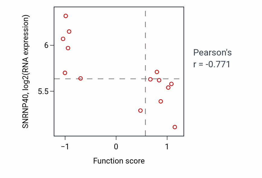 Per-sample scatter of Positive regulation of tooth mineralization activity vs SNRNP40 in SKIN.
