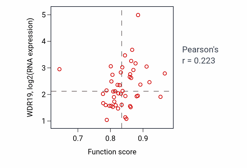 Per-sample scatter of Metanephric nephron morphogenesis activity vs WDR19 in DLBC.