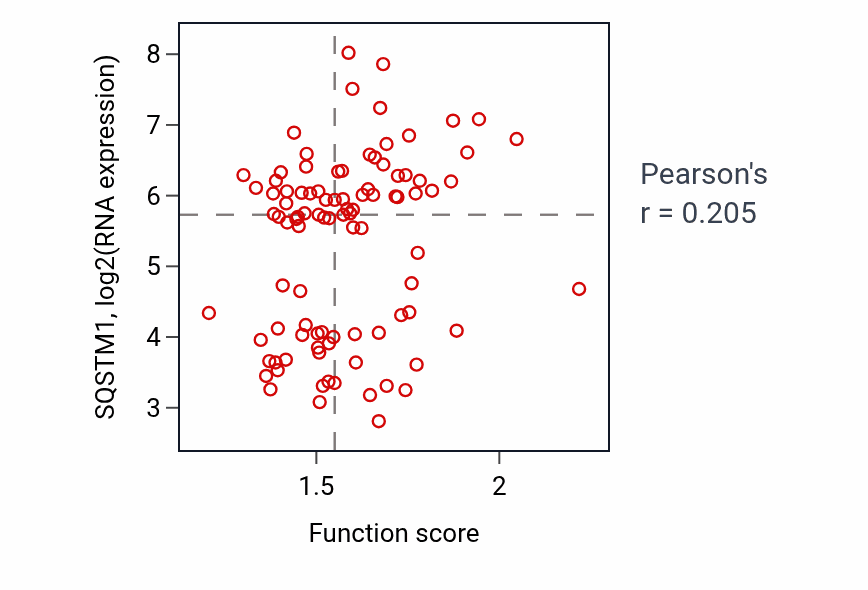 Per-sample scatter of Establishment of protein localization to vacuole activity vs SQSTM1 in UCEC.