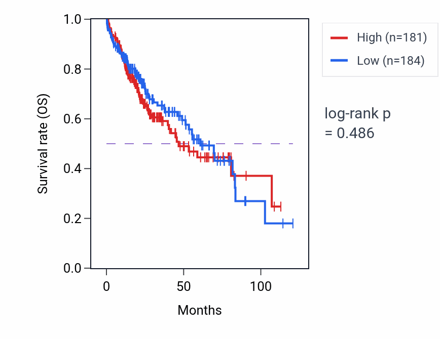 Kaplan&ndash;Meier survival curve for Ventricular cardiac muscle cell action potential pathway activity in LIHC.