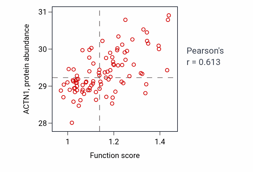 Per-sample scatter of Positive regulation of cell migration involved in sprouting angiogenesis activity vs ACTN1 in UCEC.