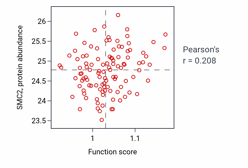 Per-sample scatter of Regulation of synapse maturation activity vs SMC2 in LSCC.