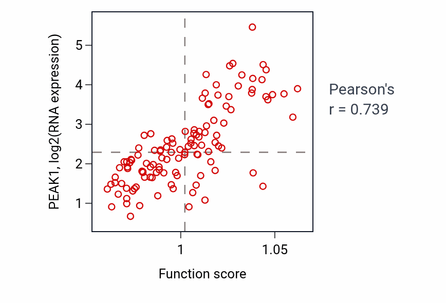 Per-sample scatter of Regulation of muscle system process activity vs PEAK1 in THYM.