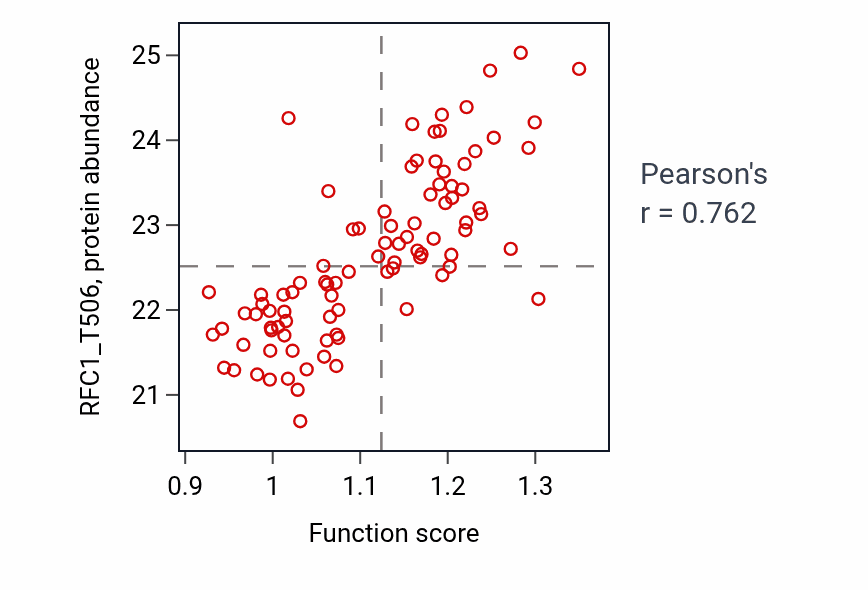 Per-sample scatter of Regulation of mitotic cell cycle spindle assembly checkpoint activity vs RFC1_T506 in LUAD.