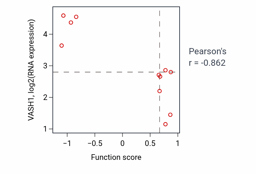 Per-sample scatter of Amelogenesis activity vs VASH1 in SOFT_TISSUE.